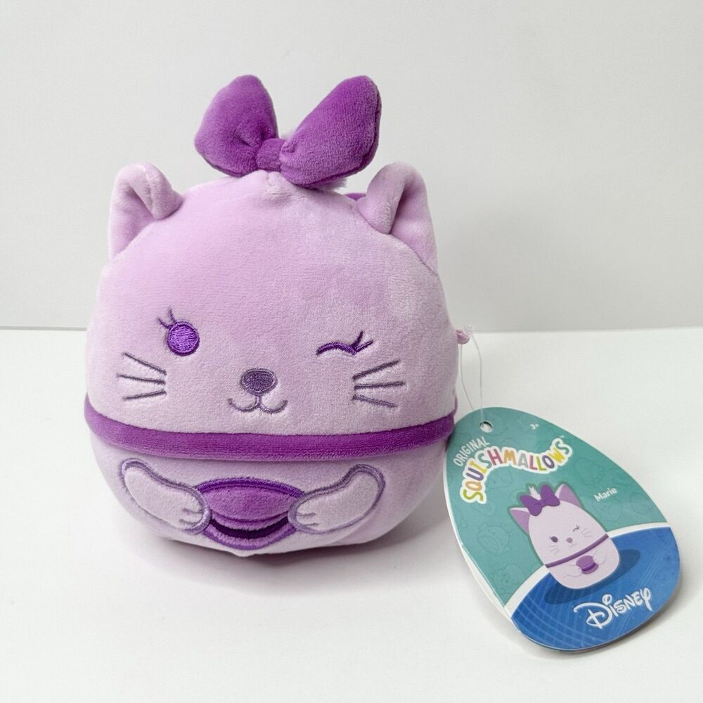 Squishmallows Disney 5" Marie Purple Cat Macaron Scented Mystery‎ Beanbag Plush